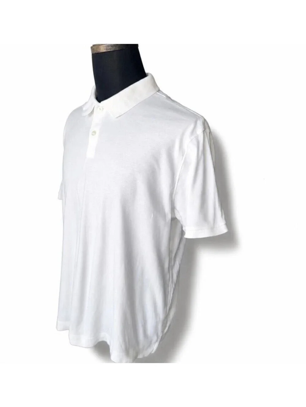 BANANA REPUBLIC MENS LUXURY-TOUCH PERFORMANCE POLO IN OPTIC WHITE-XL